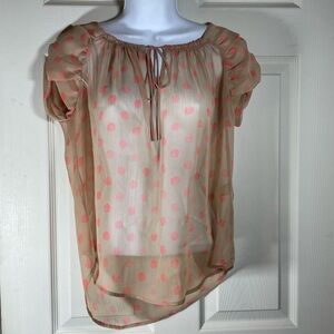 Princess Vera Wang Pink‎ and Cream Polka Dot Blouse